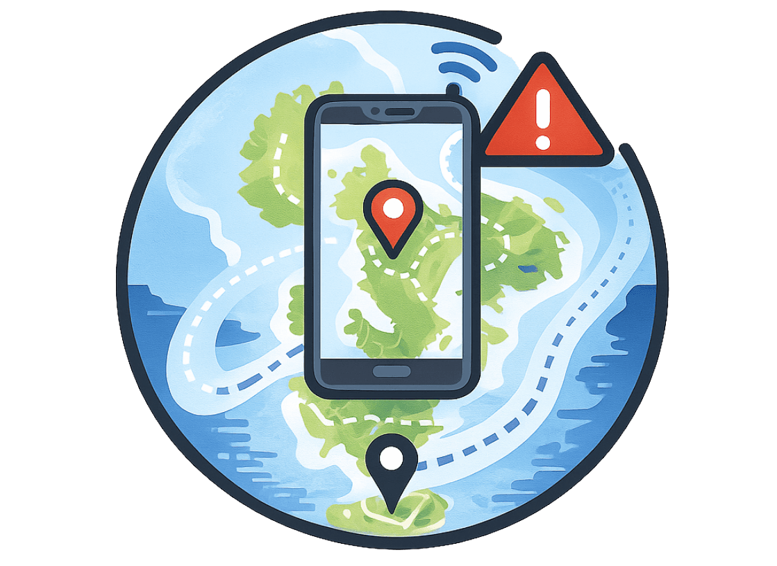 Carte redessinée moderne avec routes et points d'intérêt